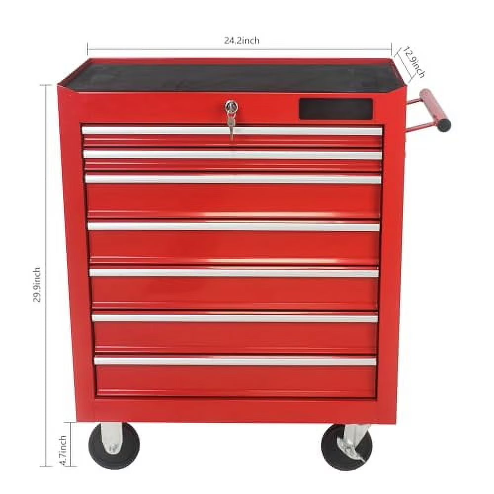 Broadfashion Rolling Tool Box 7 Drawer Tool Chest with Wheels Tool Boxes & Organizers, Alloy Steel Blue, 48.5 Pounds