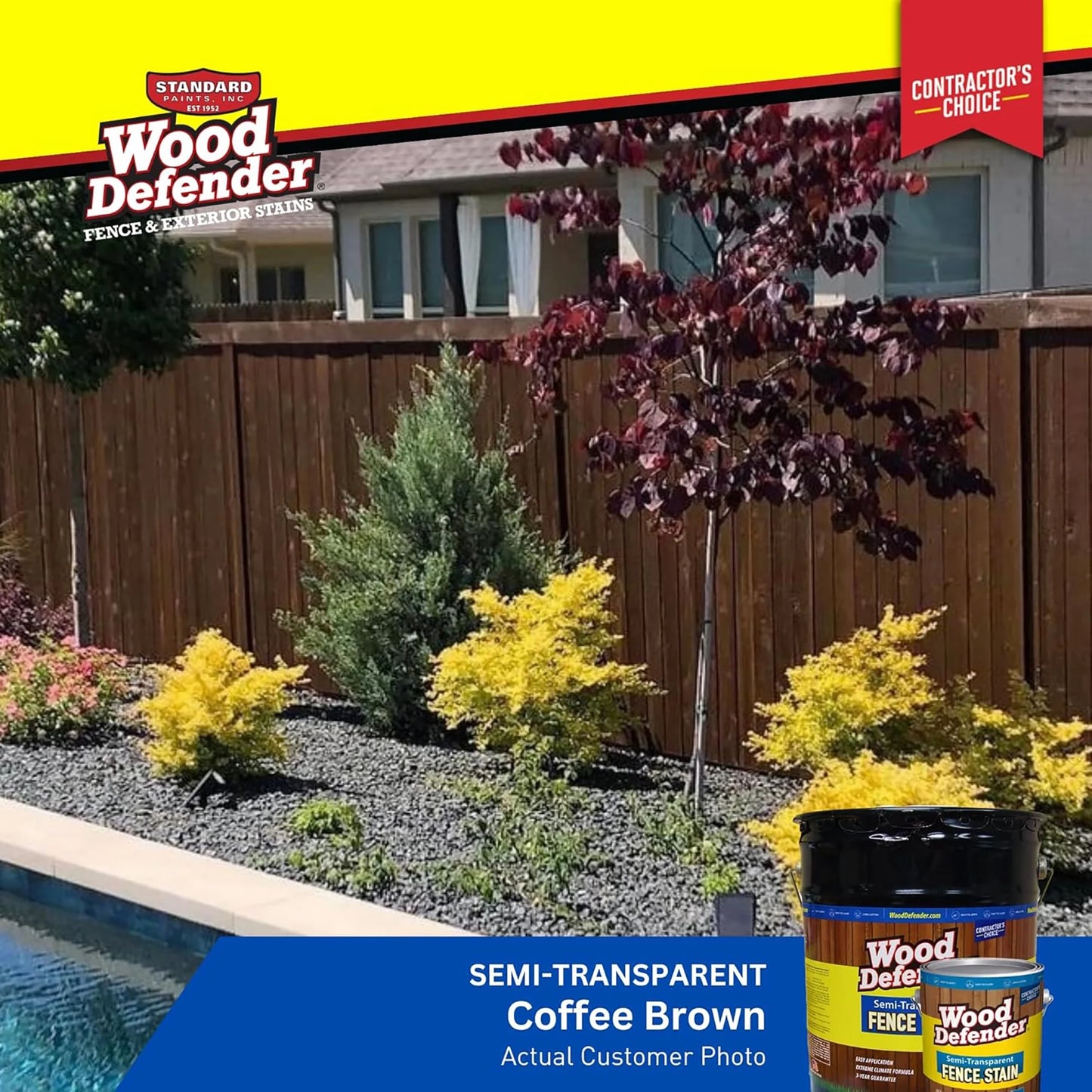 Wood Defender Semi-transparent Fence Stain COFFEE BROWN 5-gallon
