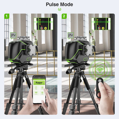 4D 16 Lines Self-Leveling Laser Level, 200Ft Green Beam 4 x 360° Cross Line Laser Level Tools with LCD Screen, Bluetooth and Magnetic Bracket