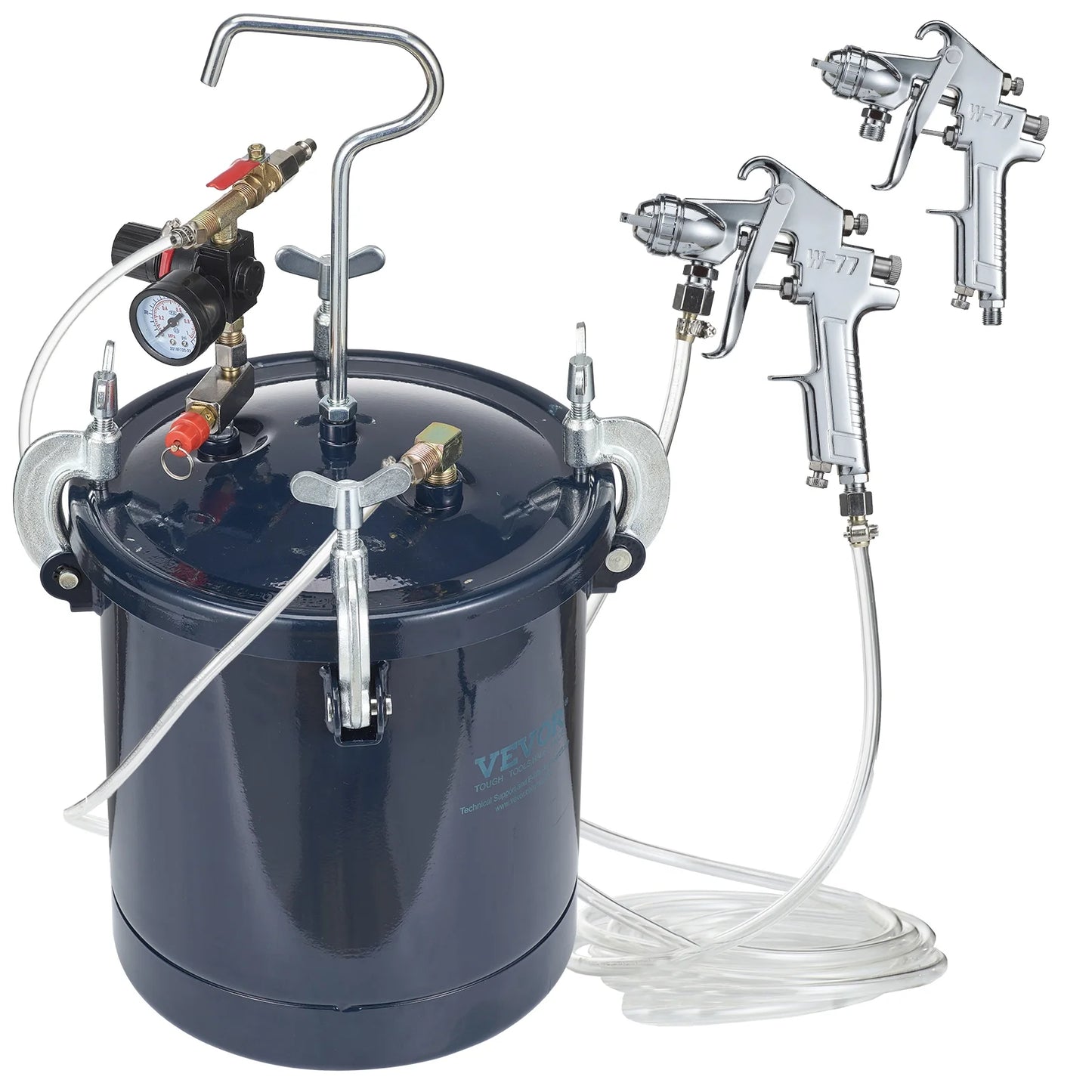 SKYSHALO Spray Paint Pressure Pot Tank, 10L/2.5gal Air Paint Pressure Pot, 1.5mm+4mm Two Nozzles Two Spray Paint Guns for Industry Home Decor Architecture Construction Automotive Painting, 60PSI Max
