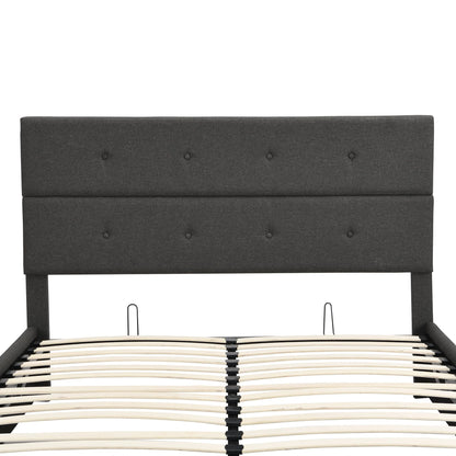 Euroco Queen Size Platform Bed with Underneath Storage, Upholstered, Gray