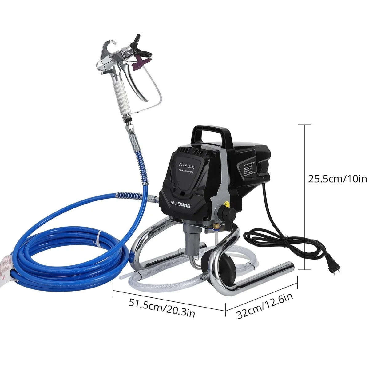 Indoor Outdoor Airless Paint Sprayer with Extension Rod, Nozzle and Spray-Gun