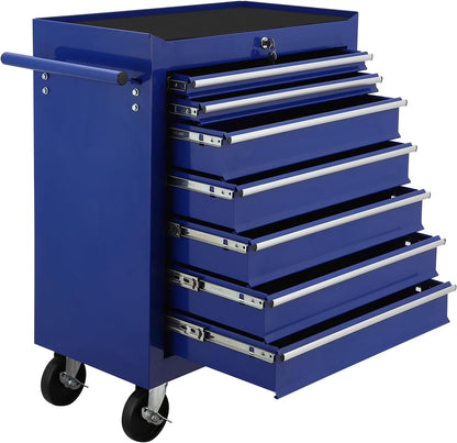 BEIMIMU Tool Chest,7-Drawer Rolling Tool Storage Cabinet, Portable Multifunctional Tool Storage Chest with Locking Mechanism for Garage Workshop Warehouse Repair Shop Metal Tool Cart