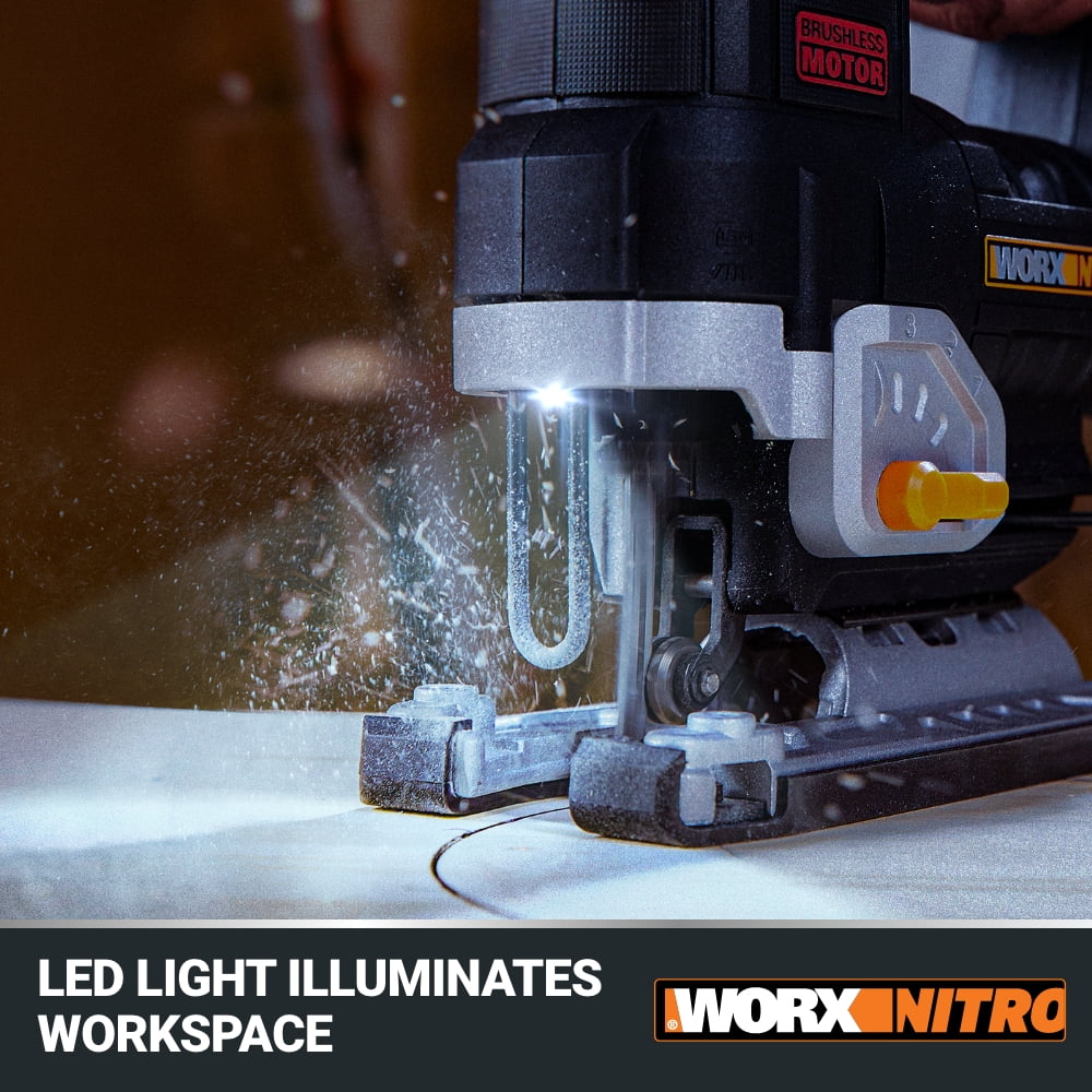 Worx Nitro WX542L 20V Power Share Cordless Jigsaw with Brushless Motor (Battery & Charger Included)