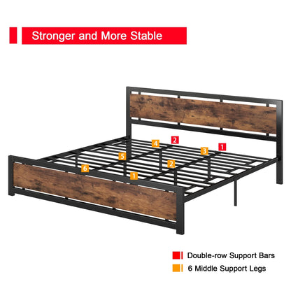 LIKIMIO King Platform Bed Frame with Headboard and Under Bed Storage, Sturdy Metal Frame and Easy Assembly