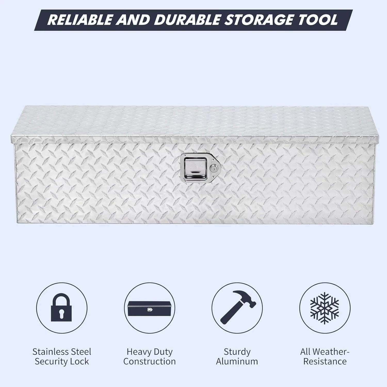 Mescukay 48" Aluminum Truck Tool Box for Pickup Truck Bed RV Toolbox, Heavy Duty Tool Storage Box, Waterproof Storage Organizer Chest with Handle and Lock, 48"x15"x15"