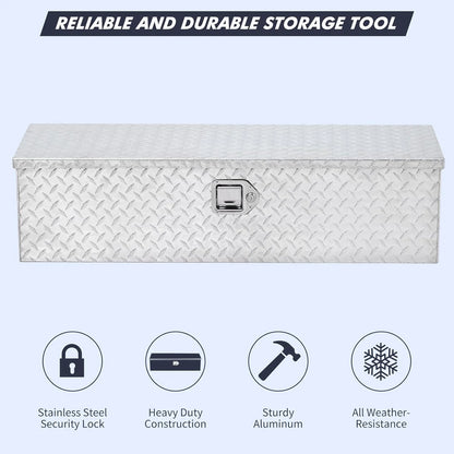 Mescukay 48" Aluminum Truck Tool Box for Pickup Truck Bed RV Toolbox, Heavy Duty Tool Storage Box, Waterproof Storage Organizer Chest with Handle and Lock, 48"x15"x15"