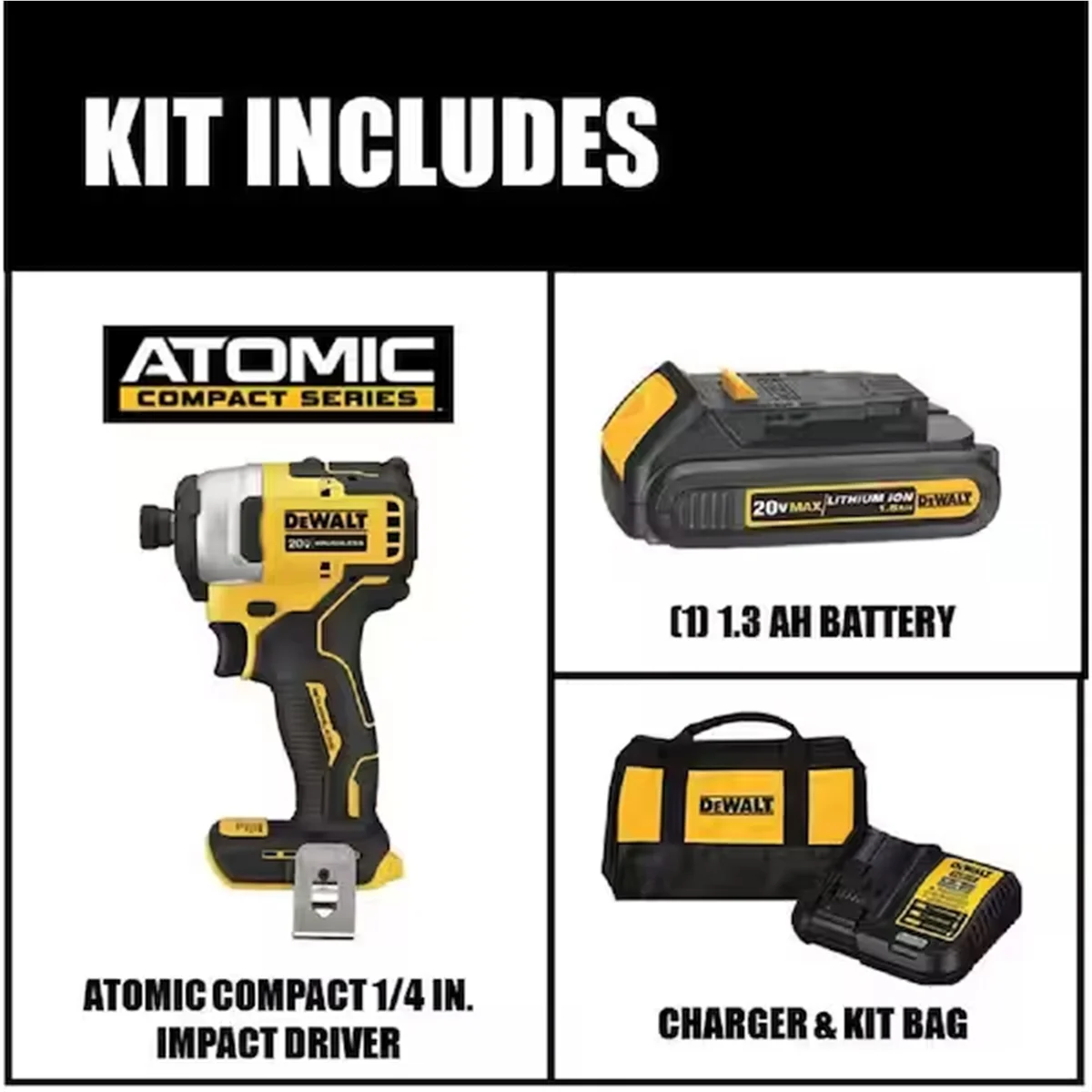 DeWalt ATOMIC 20V MAX Brushless Cordless Compact 1/4 in. Impact Driver Kit