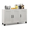 Costway 3-Door Buffet Sideboard Storage Credenza Cabinet Console Adjustable Shelf White Wash