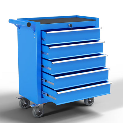 5 Drawer Rolling Tool Chest, Metal Tool Cart on Wheels,Tool Cabinet Key Locking & Drawer Storage,Tool Box Organizer for Garage,Warehouse(Black)