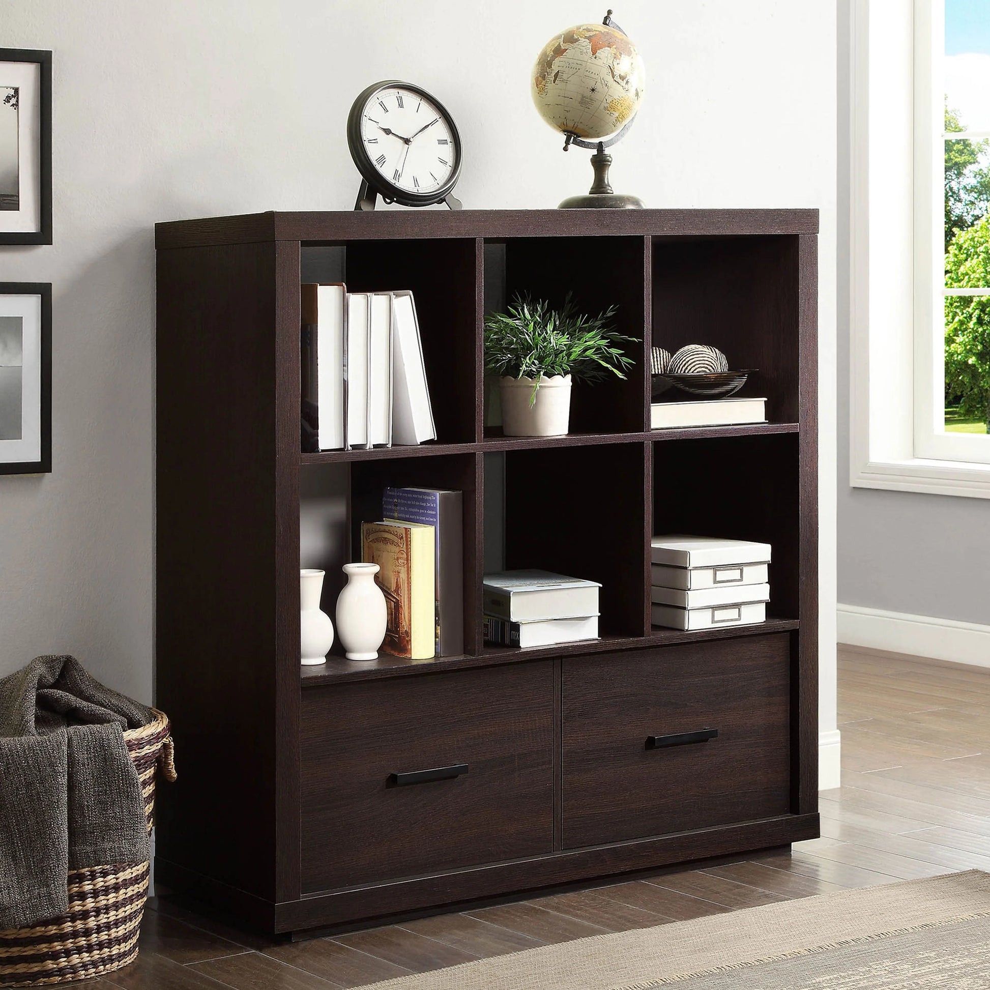 Better Homes & Gardens Steele 6 Cube Storage Bookcase Organizer with Drawers, Multiple Finishes