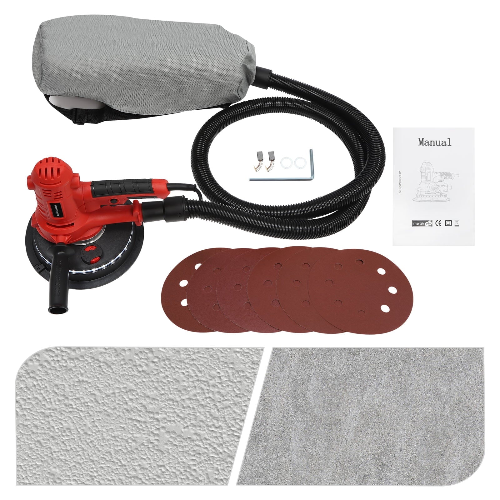 ChicHomey LED Light Equipped Orbital and Drywall Sander, 1200W, 7in Grinding Disc, 78.7in Hose, Adjustable Handle for Enhanced Comfort and Control