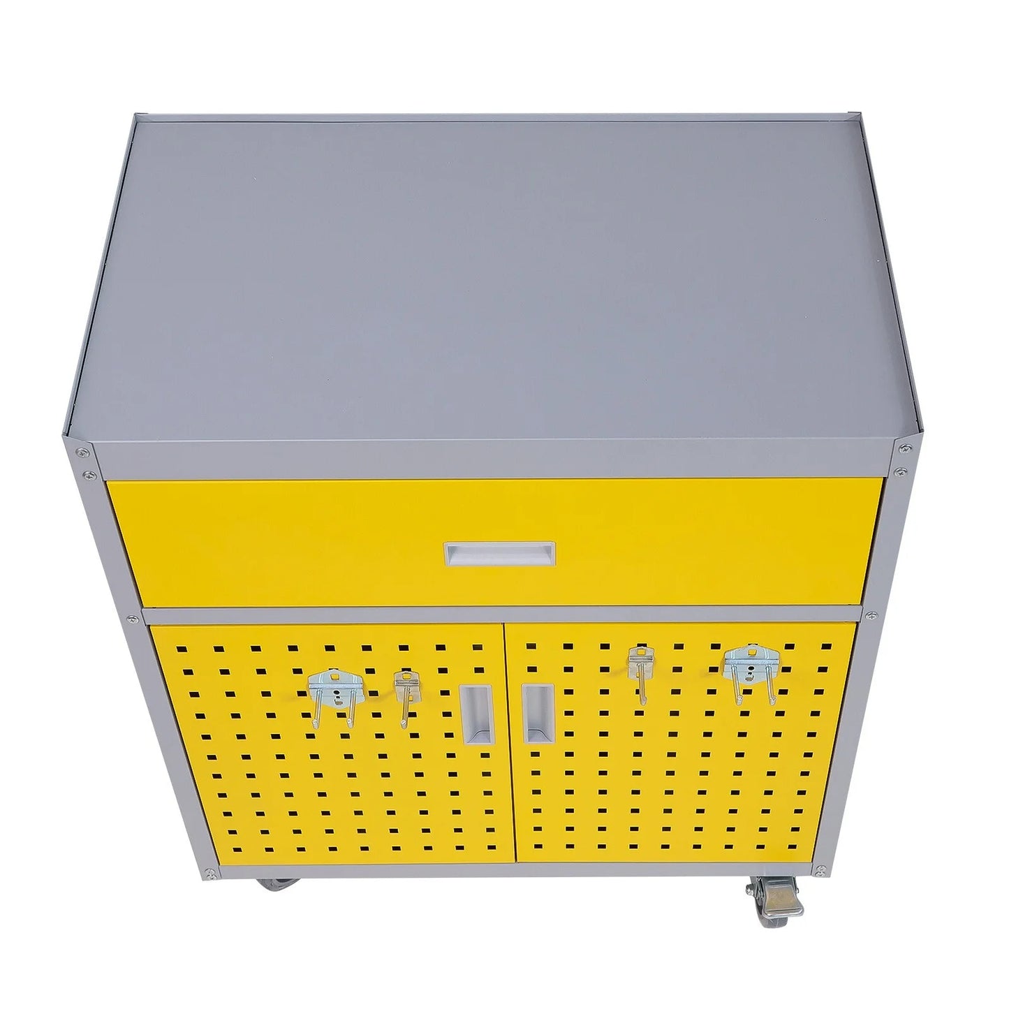 Tool Box Chest Cabinet Wheels Metal Rolling Auto Repair Storage Yellow w/Drawer