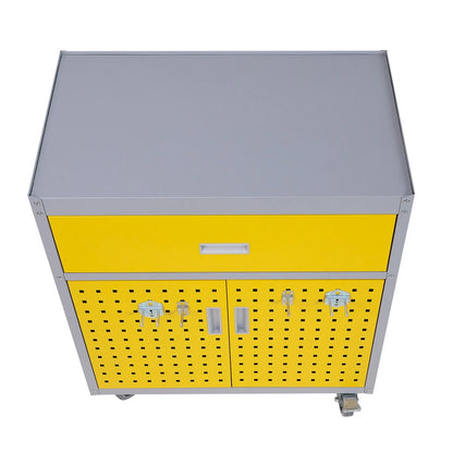Tool Box Chest Cabinet Wheels Metal Rolling Auto Repair Storage Yellow w/Drawer