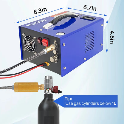 NUOGE Pcp Air Compressor Copper 12V DC or 110V/220V AC 4500Psi 0.3 Gal