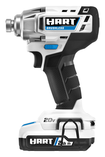 HART 20-Volt Cordless Brushless Impact Driver Kit, Gen 2, 1/4" Hex Collet