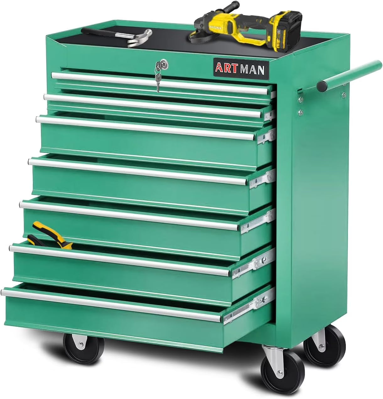 taoruifang 7-Drawer Rolling Tool Cabinet, Anti-Rust Tool Chest With Lock, Storage Organizer for Garage, Workshop