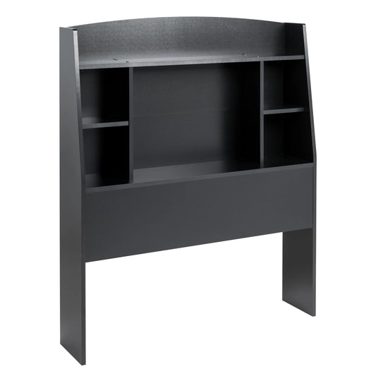 Prepac Astrid Twin Storage Headboard with Side Compartments, Black