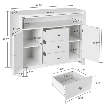 RichYa Sideboard Buffet Cabinet with Storage with 3 Drawers 2 Doors Wood Coffee Bar for Kitchen Dining Room Entryway