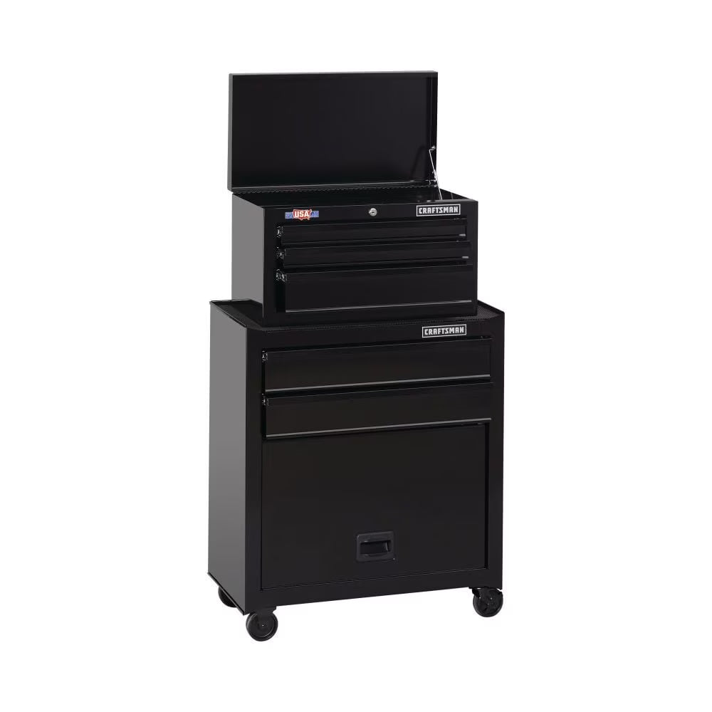 Craftsman 1000 Series 26.5-in W x 44.25-in H 5 Ball-bearing Steel Tool Chest Combo Black
