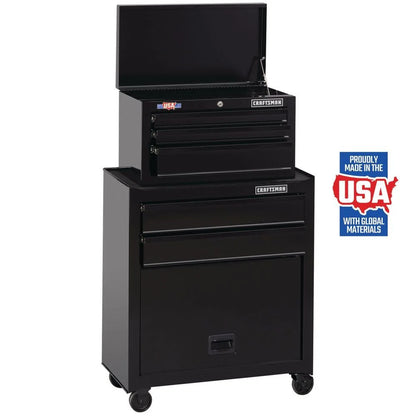 Craftsman 1000 Series 26.5-in W x 44.25-in H 5 Ball-bearing Steel Tool Chest Combo Black