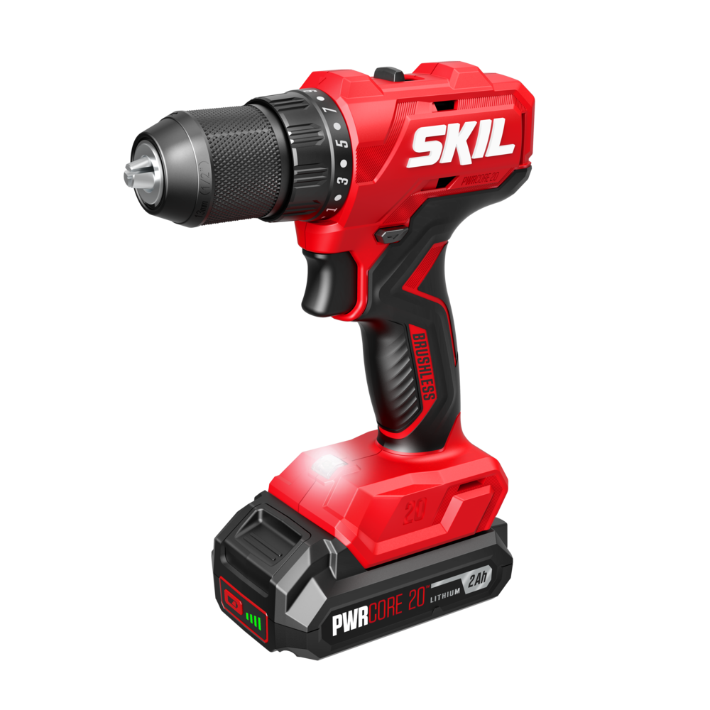 SKIL PWRCORE 20? Brushless 20V 1/2 In. Drill Driver with 2.0Ah Battery and Standard Charger-DL6280B-10