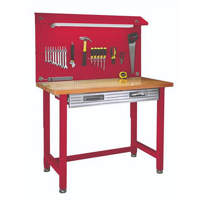 Seville Classics UltraHD Heavy Duty Commercial Lighted Workcenter Workbench w/Pegboard, Granite, 48" W x 24" D x 65.5" H