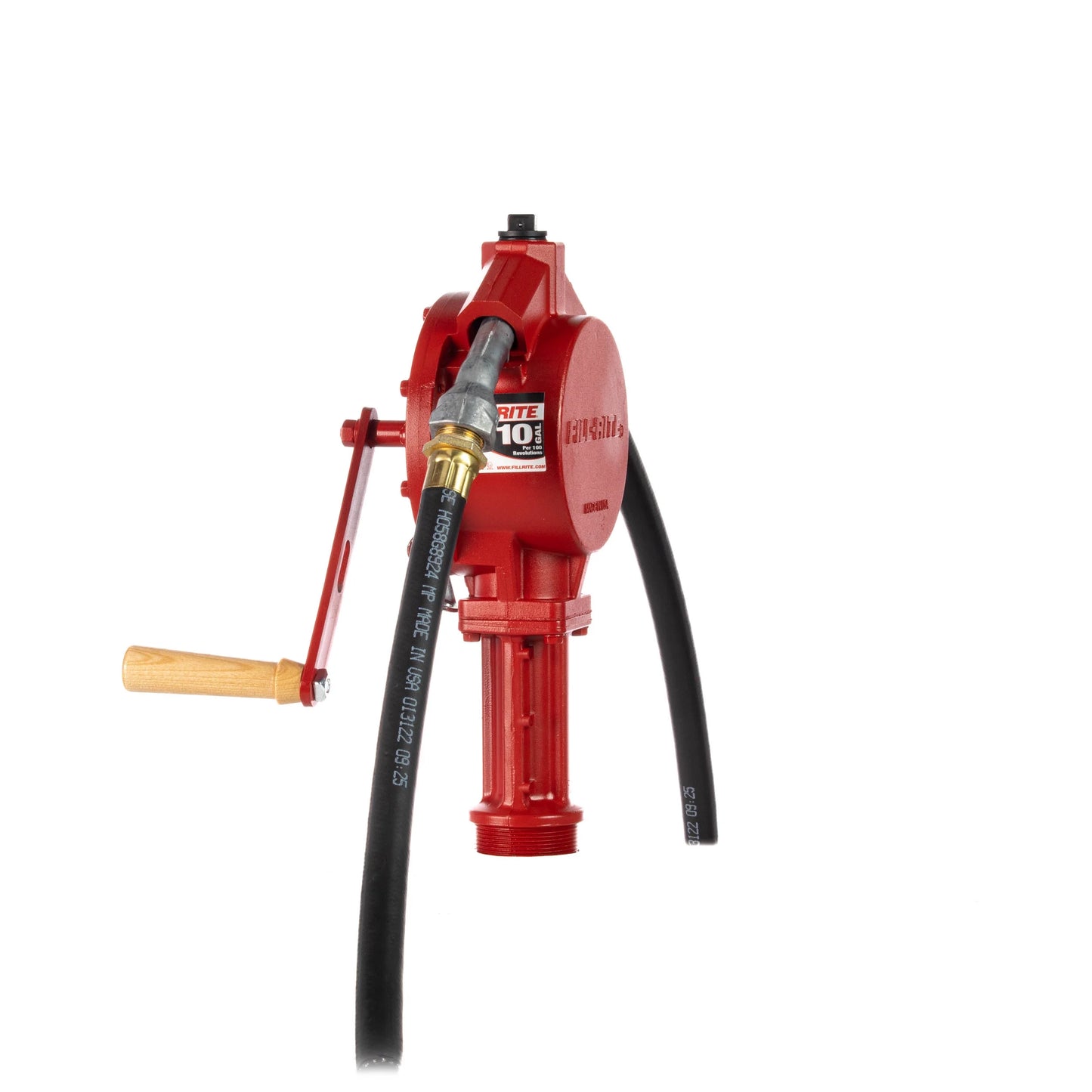 Fill-Rite FR112 Fuel Transfer Rotary Hand Pump w/Discharge Hose, Nozzle Spout, & Suction Pipe