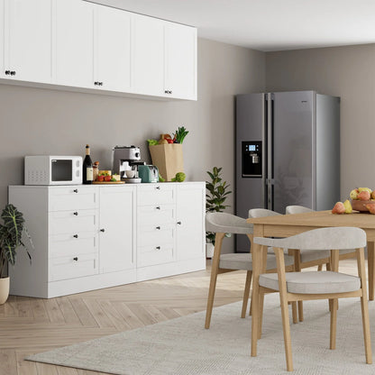 Homfa White Storage Cabinet with 4 Drawers & 1 Door, 43.3'' Wide Chest Sideboard Buffet for Dining Room, Kitchen, Bedroom