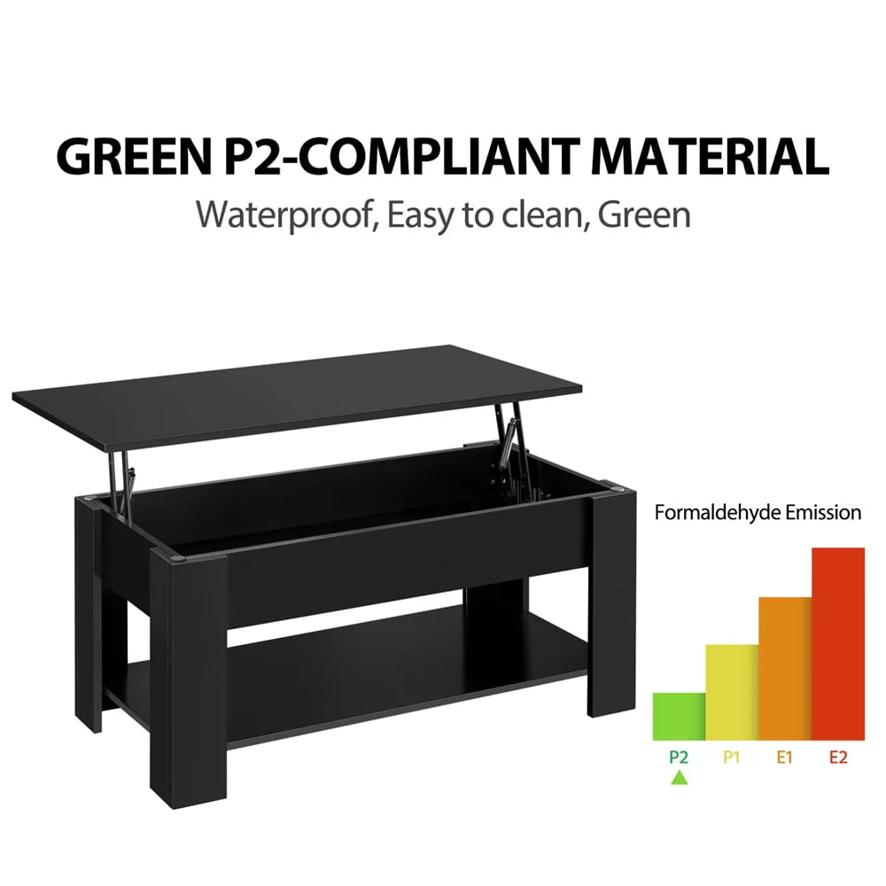 SmileMart Modern Lift Top Coffee Table with Hidden Compartment & Storage, Black