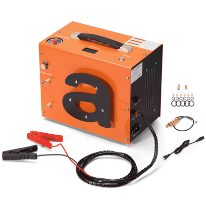 PCP Air Compressor 4500PSI Auto Stop PCP Compressor with Water Oil-Free 12V DC 110V AC Portable PCP Compressor for Paintball Scuba Air Rifle