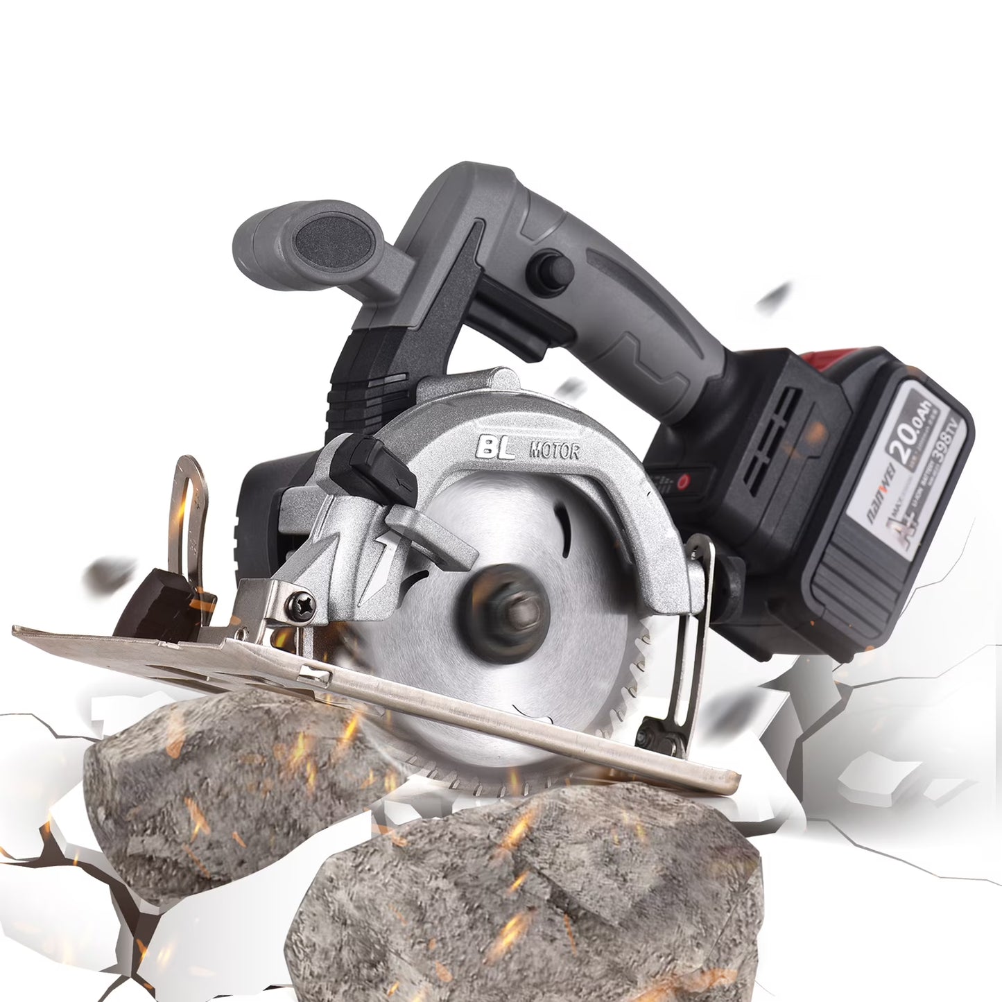 NANWEI Circular Saw Electric Saw 21V 7800RPM Cordless Brushless Tile Saw 45 Degree Adjustable Bevel Cutting with 110mm Blade