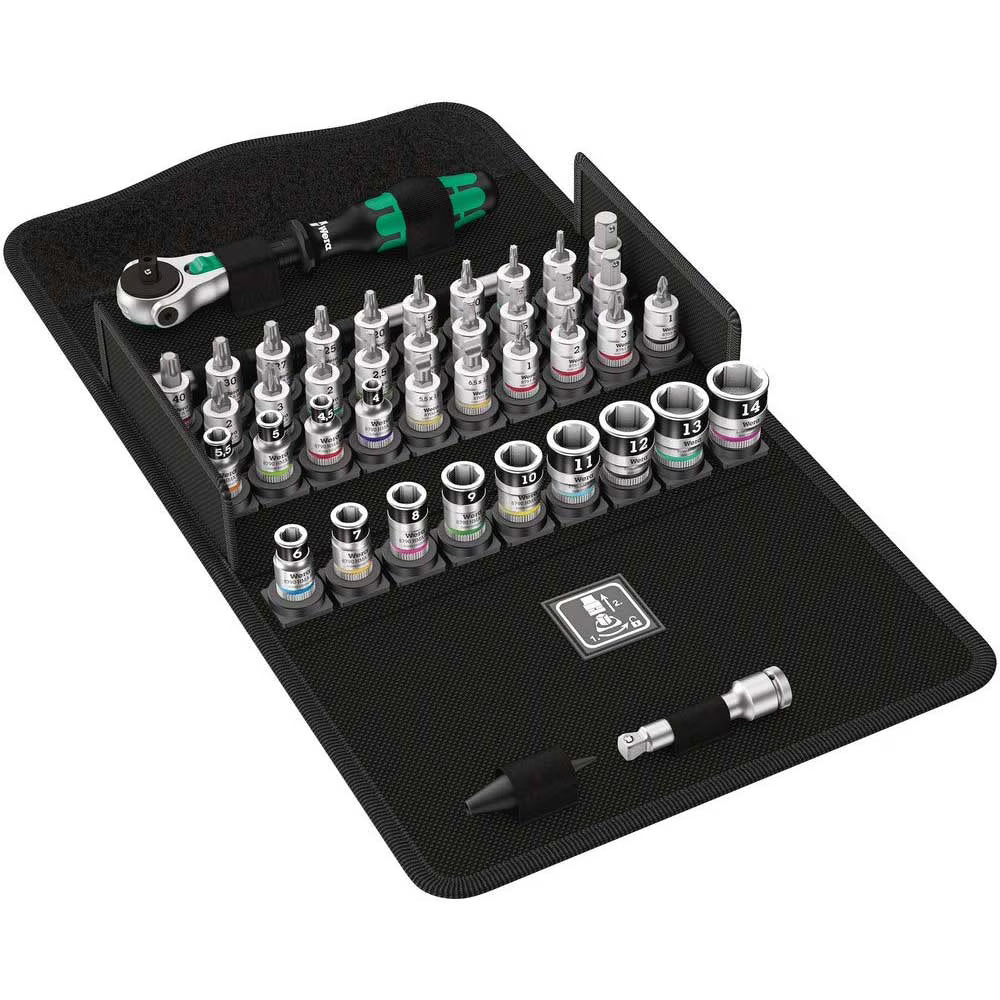 Wera 003755 8100 SA All-in Zyklop Speed Ratchet Set, 1/4" Drive with Holding Function - Metric