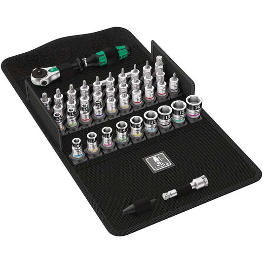 Wera 003755 8100 SA All-in Zyklop Speed Ratchet Set, 1/4" Drive with Holding Function - Metric