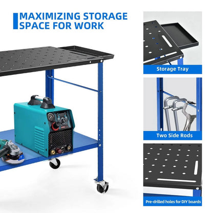 Uforic Welding Table w/360 Degree Swivel Brake Casters, 1200lb Load Capacity Heavy Duty Metal Workbench with 5/8" Holes for Welding Sawing, 36" x 18"