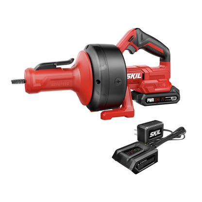 SKIL AU0225D-12 20V Power Snake Drain Cleaner Kit Includes 20V 2.0Ah Battery & Charger