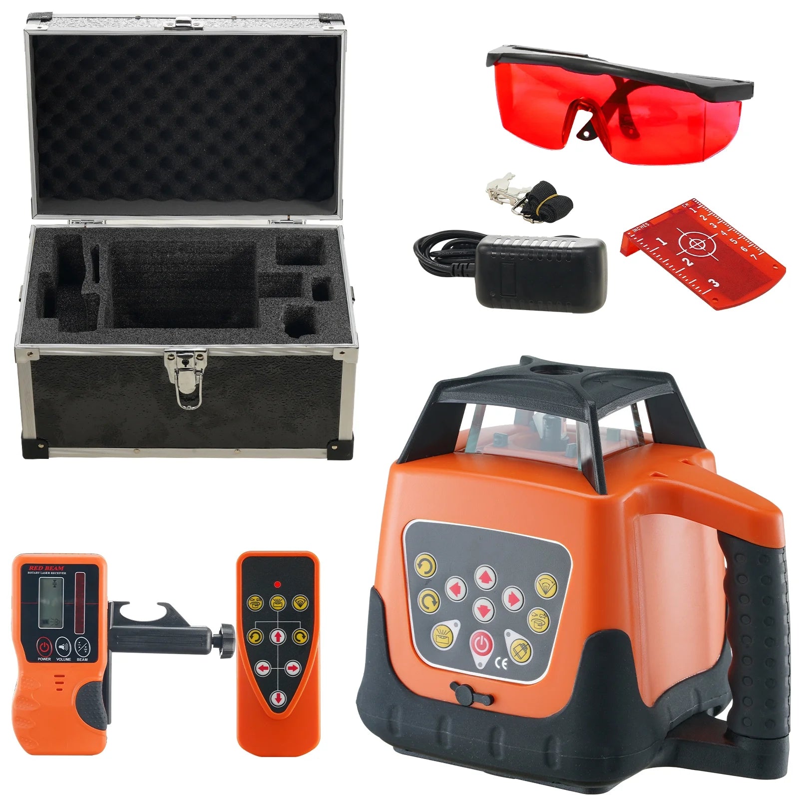 KFFKFF Laser Level, 1650ft Range, 360? Self-Leveling Red Cross Line, Adjustable 5 Speeds & 4 Scan Angles, IP66 Water-Resistant, Remote & Manual Modes, Includes Battery