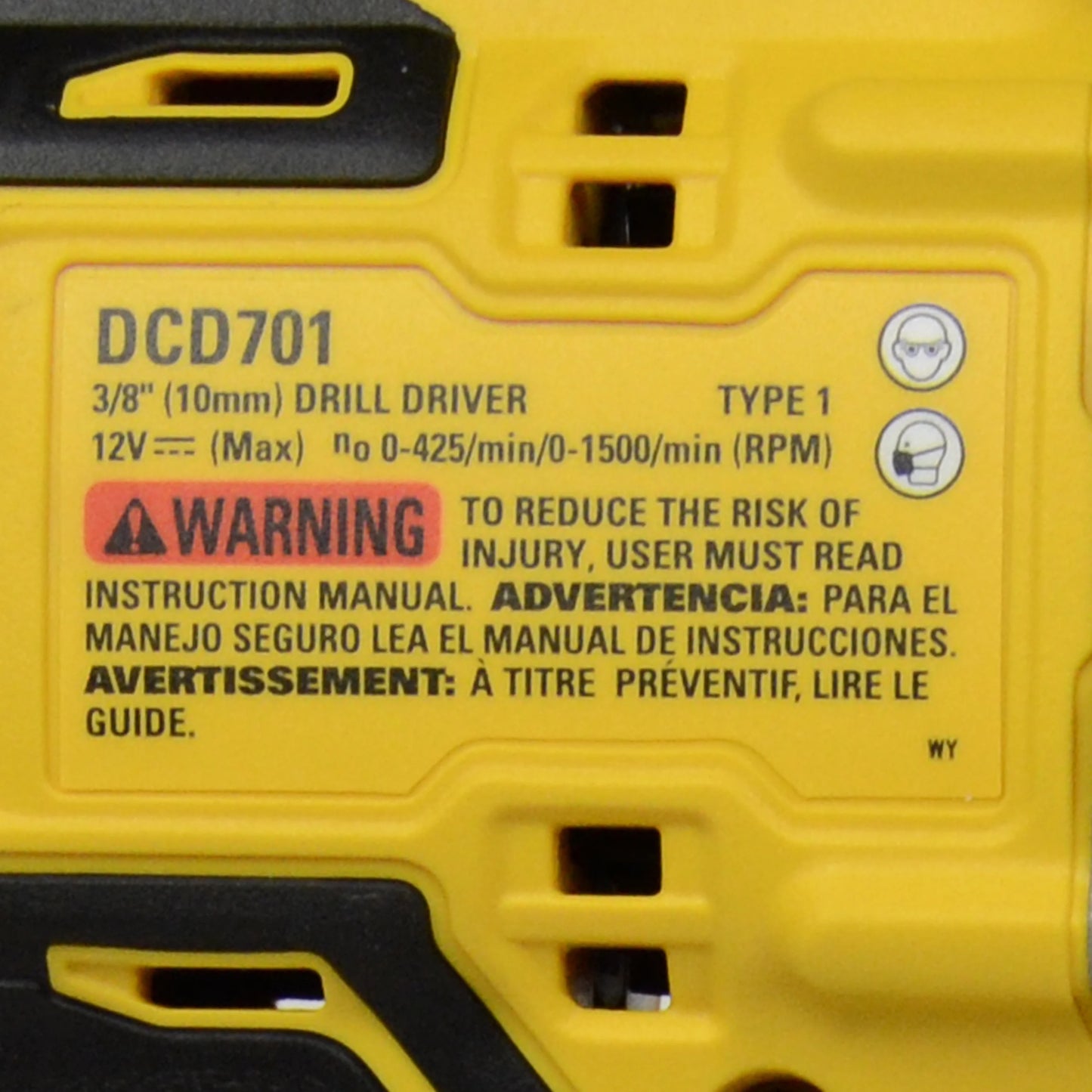 DEWALT DCD701 12 v, MAX 250 UWO Cordless 3/8 in Drill Driver, 0-1500 RPM