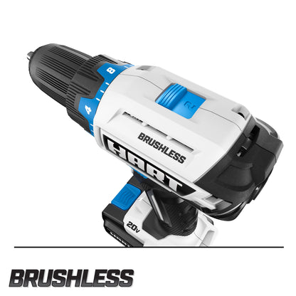 HART 20-Volt Cordless Brushless 1/2-inch Drill/Driver Kit and 10-inch Storage Bag (1) 2Ah Lithium-Ion Battery