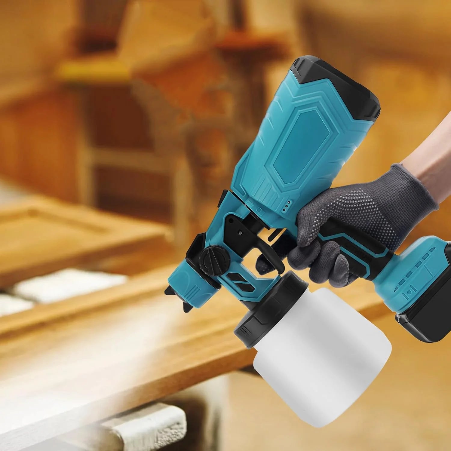 iToolMax 800W, 21V, Blue Cordless HVLP Paint Sprayer, 1000ml Volume Capacity, 3 Spray Patterns, 5 Pieces