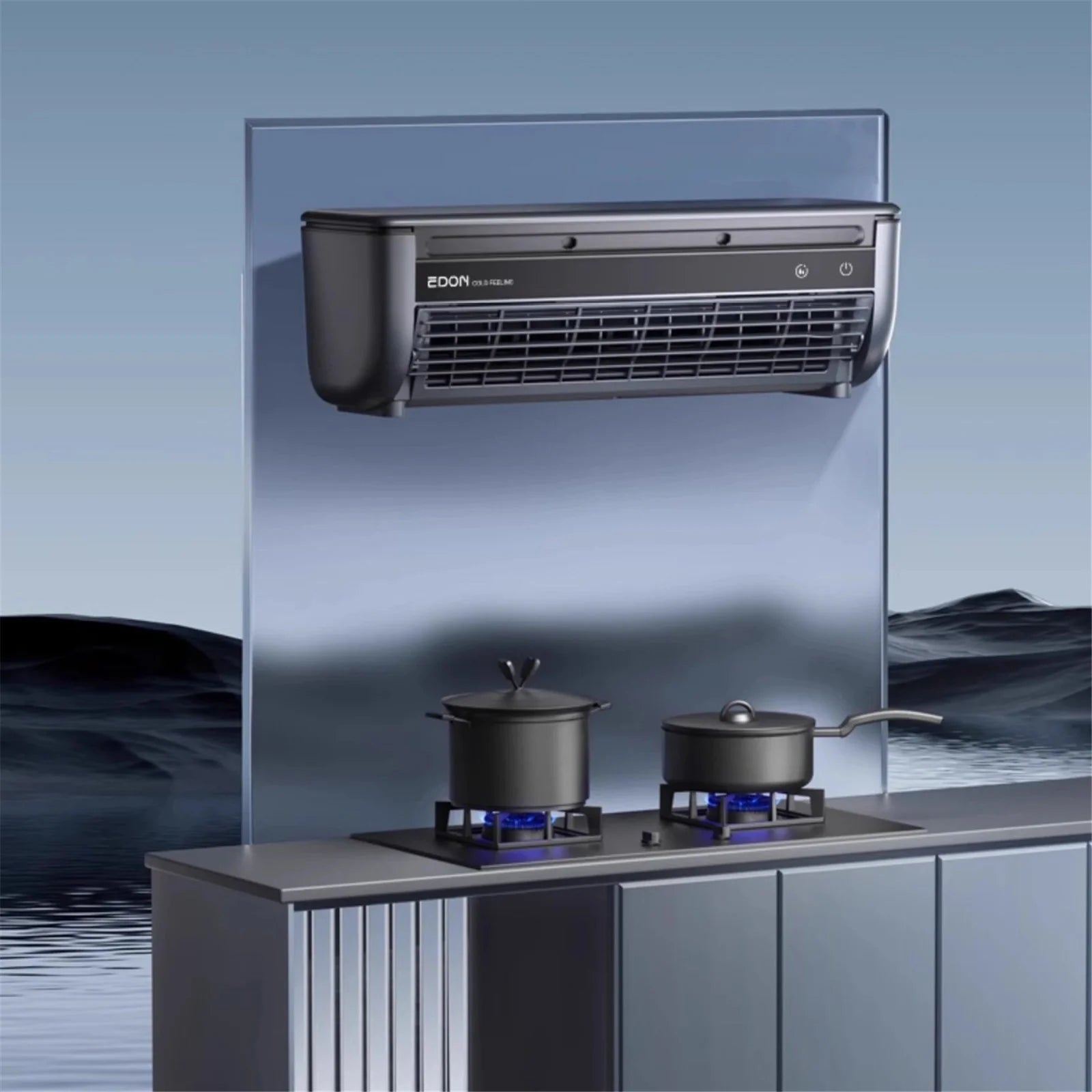 Gnwei 2025 Cordless Wall-Mounted AC Fan - No-Drill Installation Kitchen Air Cooler, 3-Speed 10s Instant Cooling, 50dB Ultra-Quiet Operation & Smart App Control