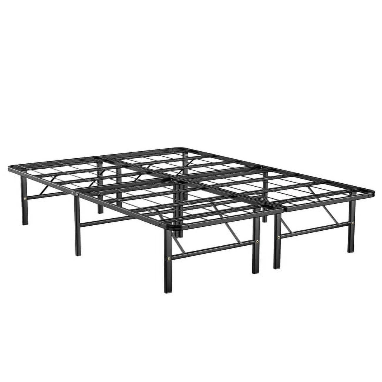74" x 53" x 14" Foldable Metal Platform Bed Frame, No Box Spring Needed Steel Slats Support, 14 Inches High Under Bed Storage, Tool-free Assembly, Full Size
