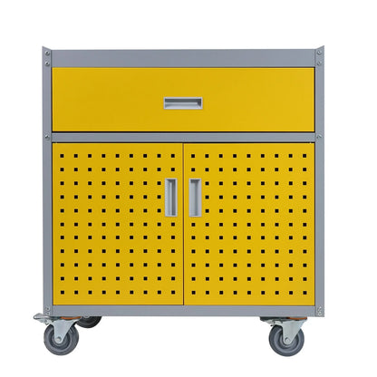 Tool Box Chest Cabinet Wheels Metal Rolling Auto Repair Storage Yellow w/Drawer
