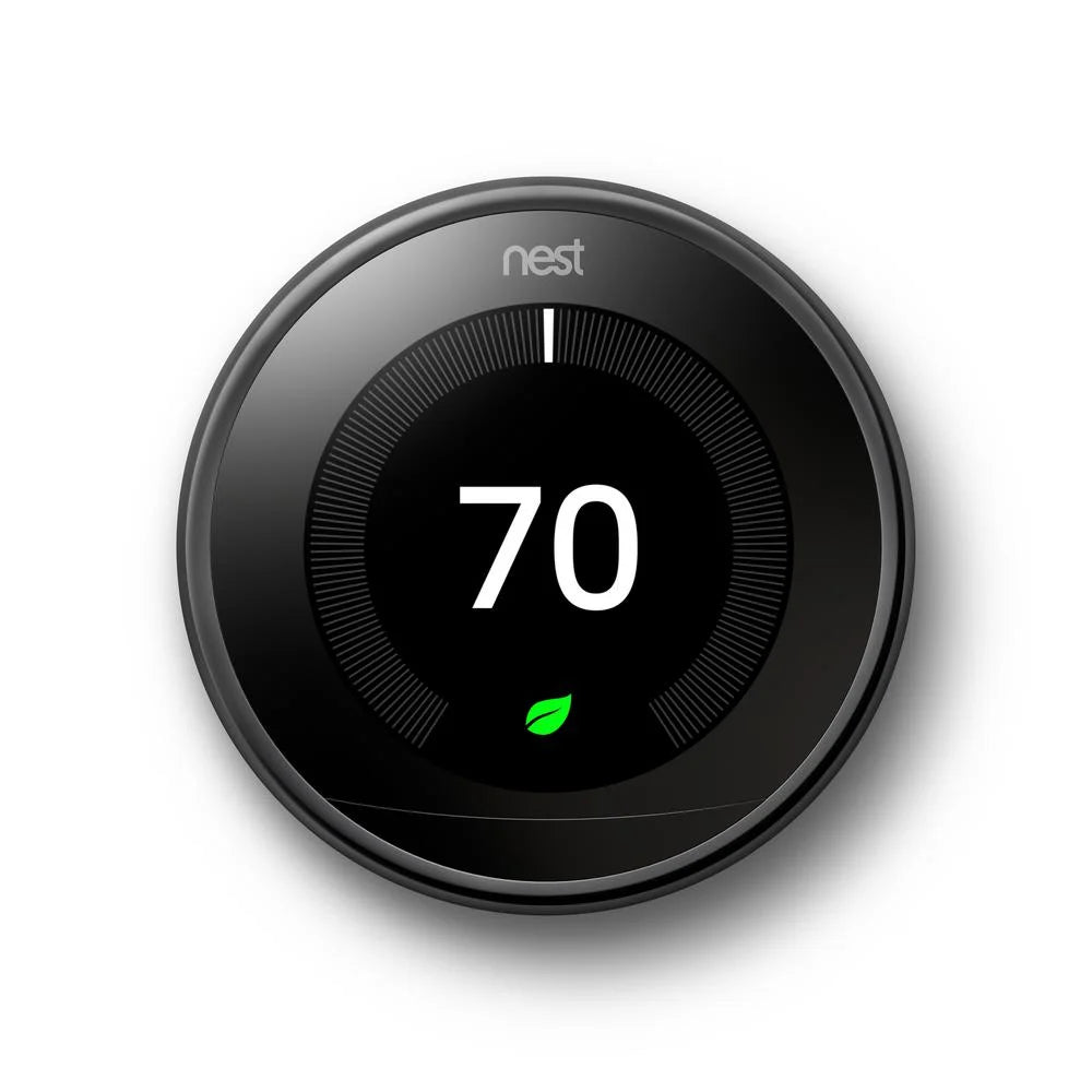 Google Nest T3018US Nest Learning Thermostat 3rd Gen Smart Thermostat (Mirror Black)) Bundle with Deco Essentials Wall Plate Cover for Google Nest Thermostat 1st, 2nd, 3rd Generation Models