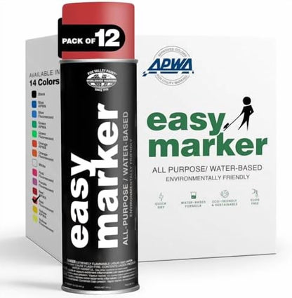 Fox Valley Easy Marker Inverted Marking Spray Paint, Yellow Fluorescent - 18 oz (Pack of 12), Upside Down Marking Paint for Grass & Tree Marking, Parking Lot, Quick Drying & Durable