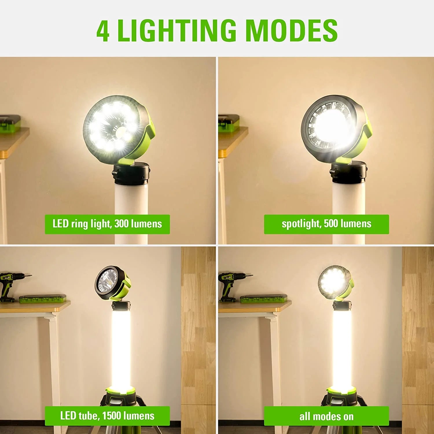 Greenworks 24V 2-in-1 Standing Light, LED Work Light with 2Ah Battery and Charger