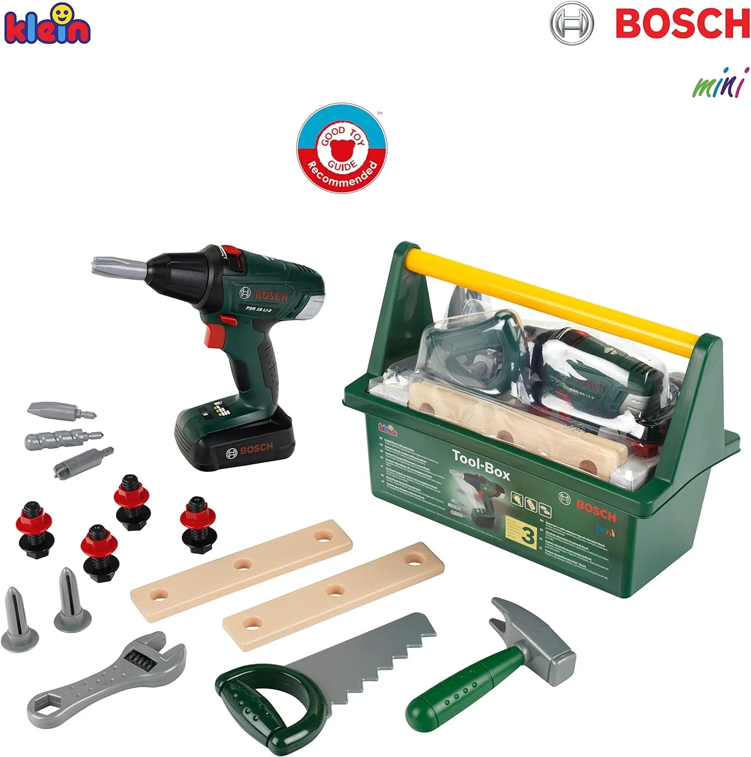 Theo Klein 8520 Bosch Tool Box I with lots of tools I Incl. Battery-Powered Cordless Screwdrive