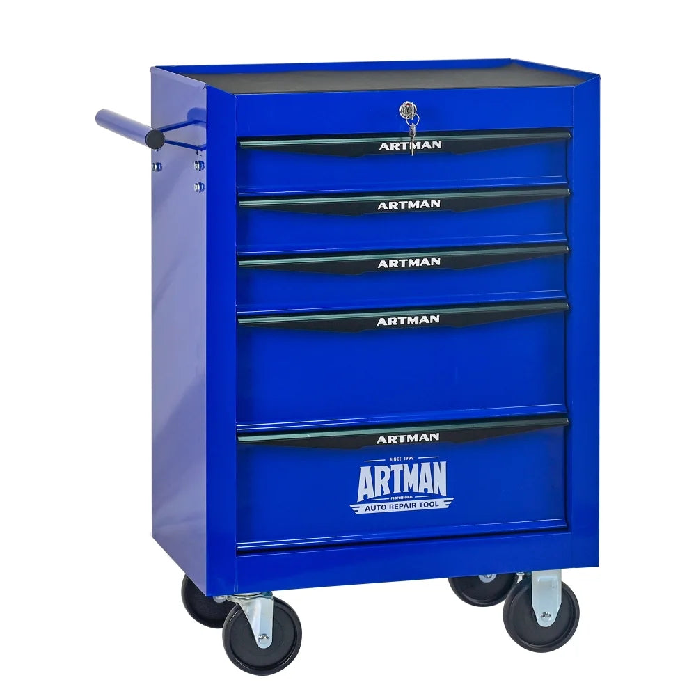 Rolling Metal Tool Chest with 5 Drawers, 20" 5-Drawer Tool Chest Cabinet with Ball Bearing Drawer Slides, Steel Tool Storage Box Organizer
