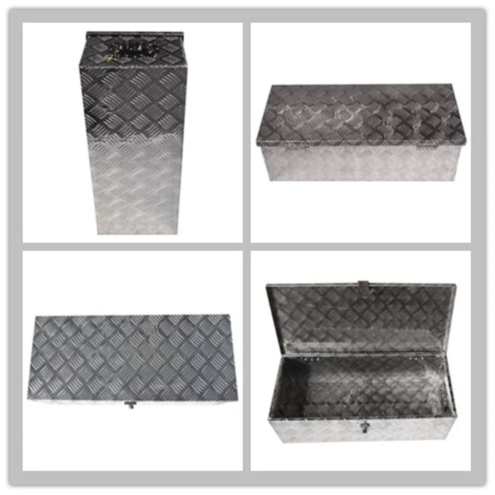 30 Trailer Tongue Tool Box Diamond Tread Aluminum Heavy Duty Truck Pick Up Underbody Flatbed RV Storage Organizer Handling Tools Weather Resistant w/Lock Sliver