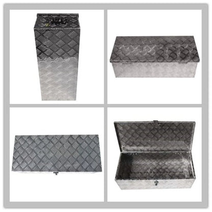 30 Trailer Tongue Tool Box Diamond Tread Aluminum Heavy Duty Truck Pick Up Underbody Flatbed RV Storage Organizer Handling Tools Weather Resistant w/Lock Sliver